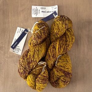 NWT Malabrigo Mustard Yellow and Purple Yarn 2 Skeins